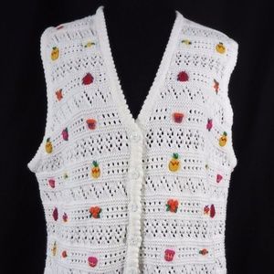 VTG Bechamel Knit Vest Pots, Flowers, Bugs & Fruit